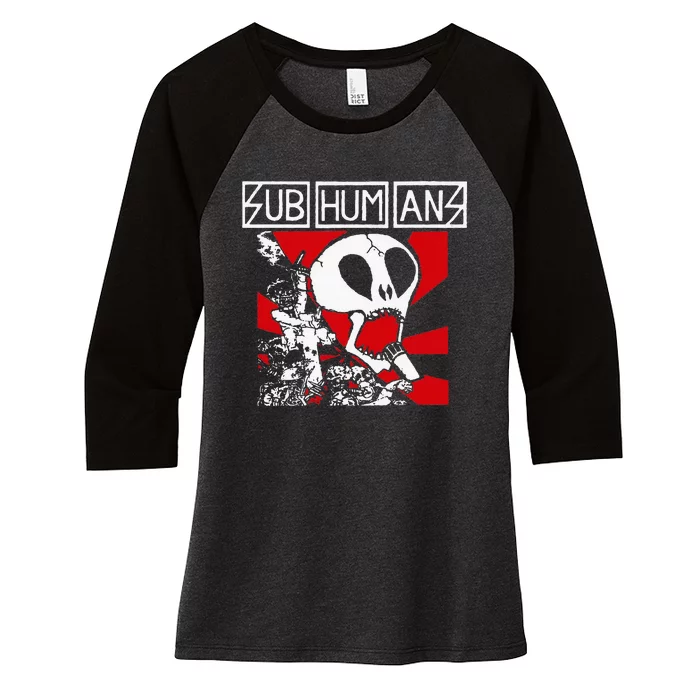 S.U.B.H.U.M.A.N.S Logos Women's Tri-Blend 3/4-Sleeve Raglan Shirt