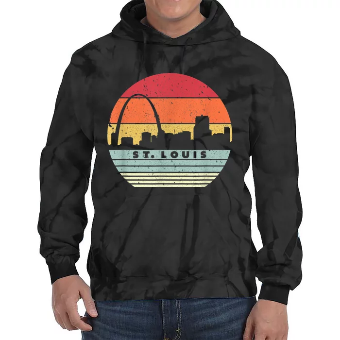 St. Louis Souvenir Shirt. Retro Style USA Skyline Tie Dye Hoodie