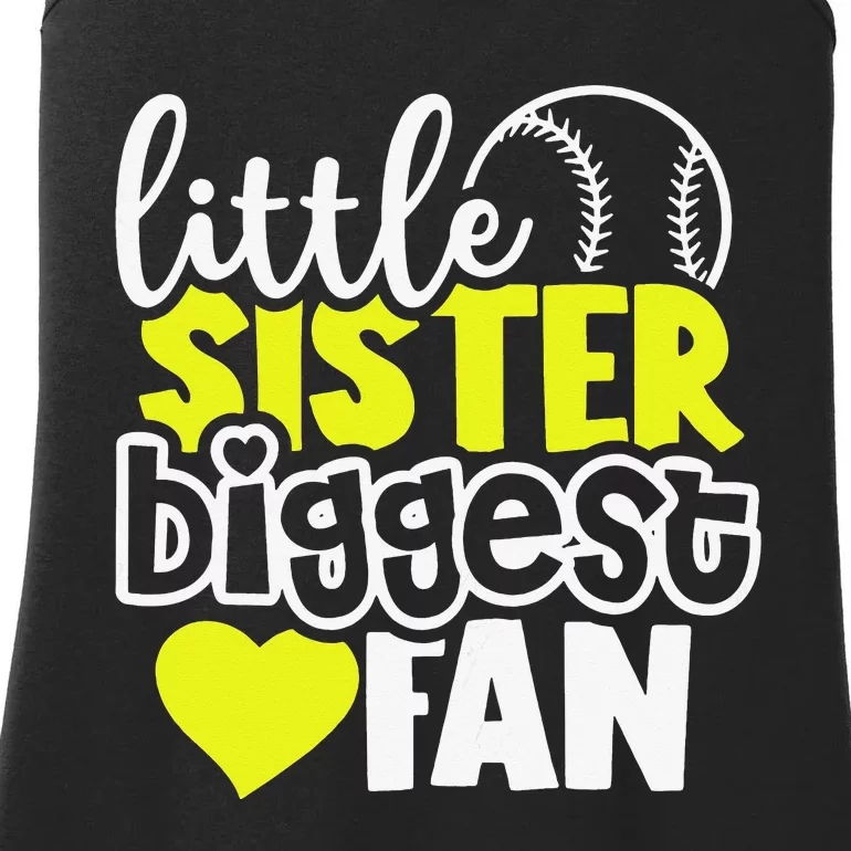 Softball Little Sister Biggest Fan Ladies Essential Tank