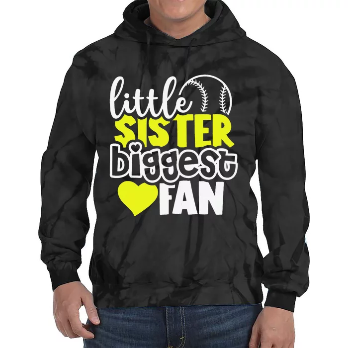 Softball Little Sister Biggest Fan Tie Dye Hoodie