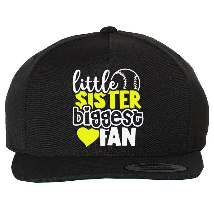 Softball Little Sister Biggest Fan Wool Snapback Cap