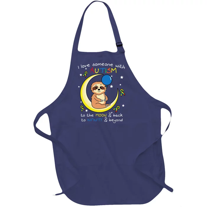 Sloth Love Someone With Puzzle Cool Autism Awareness Gift Full-Length Apron With Pocket