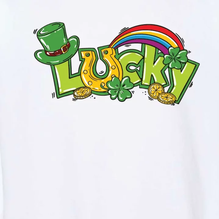 Shamrock Lucky St Patricks Day Cute Garment-Dyed Sweatshirt