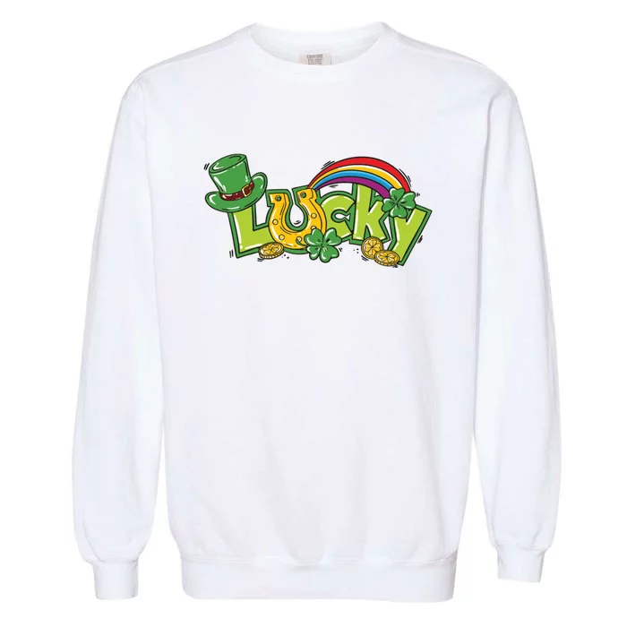 Shamrock Lucky St Patricks Day Cute Garment-Dyed Sweatshirt