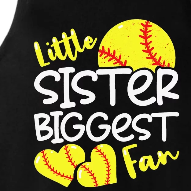 Softball Little Sister Biggest Fan Teen Ladies Tri-Blend Wicking Tank