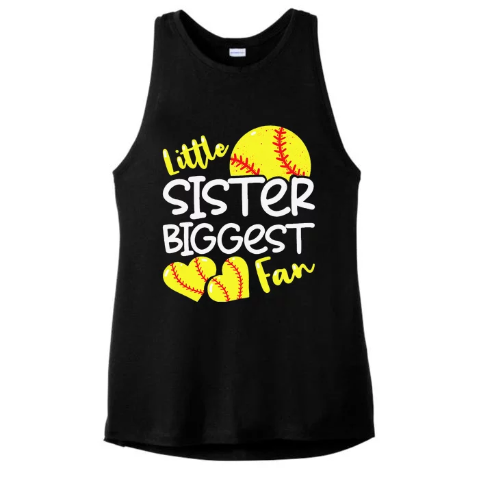 Softball Little Sister Biggest Fan Teen Ladies Tri-Blend Wicking Tank