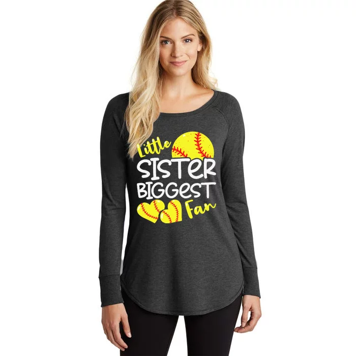 Softball Little Sister Biggest Fan Teen Women's Perfect Tri Tunic Long Sleeve Shirt