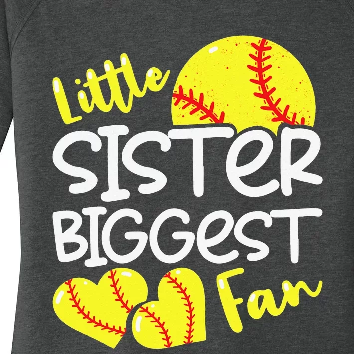 Softball Little Sister Biggest Fan Teen Women's Perfect Tri Tunic Long Sleeve Shirt