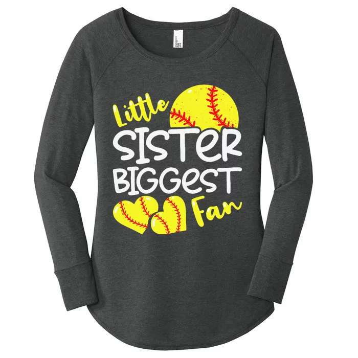 Softball Little Sister Biggest Fan Teen Women's Perfect Tri Tunic Long Sleeve Shirt