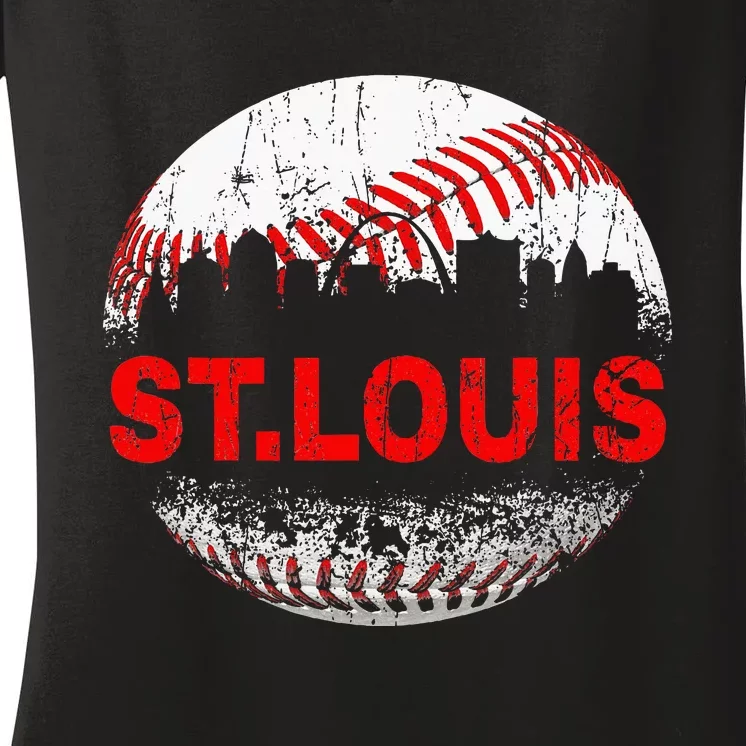 St. Louis Souvenir Baseball City Downtown I Love St. Louis Women's V-Neck T-Shirt