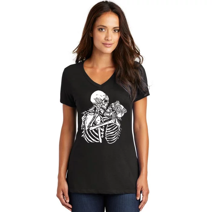 Skeleton Lovers Women's V-Neck T-Shirt