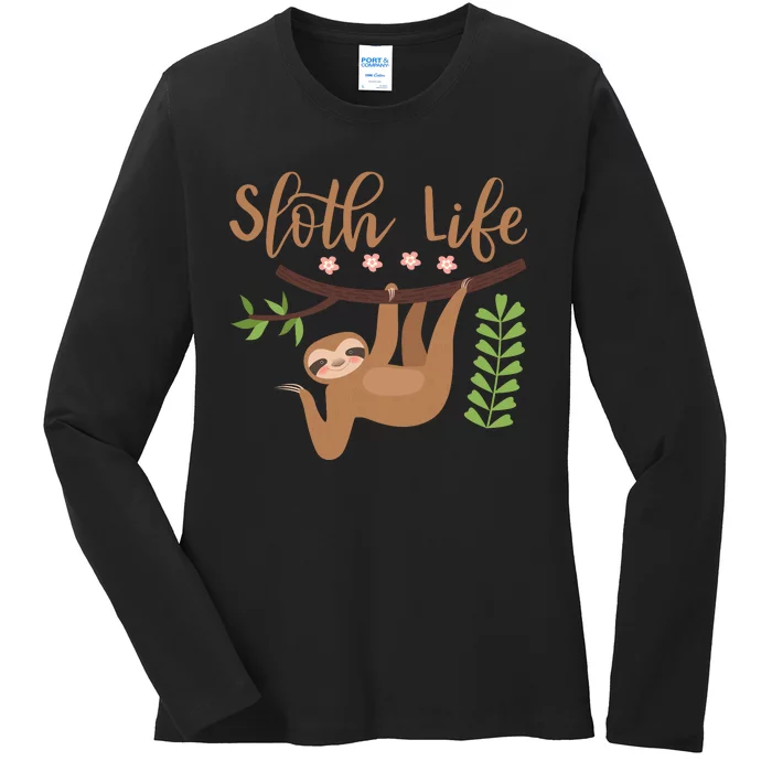 Sloth Life Ladies Long Sleeve Shirt