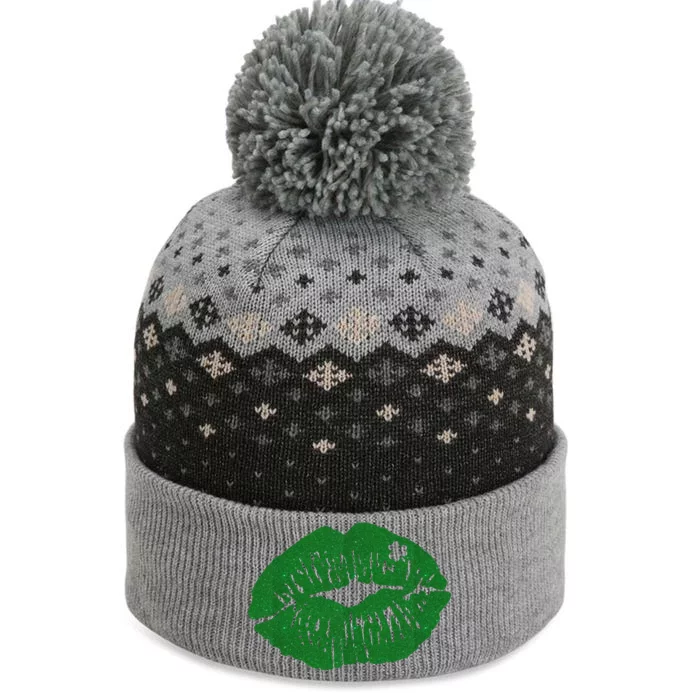 Shamrock Lip St Patricks Day The Baniff Cuffed Pom Beanie