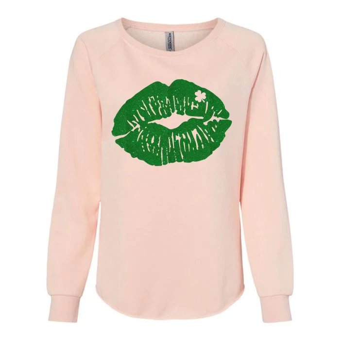 Shamrock Lip St Patricks Day Womens California Wash Sweatshirt