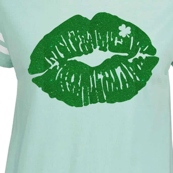 Shamrock Lip St Patricks Day Enza Ladies Jersey Football T-Shirt