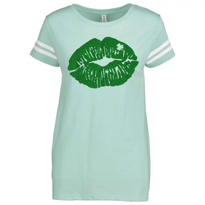 Shamrock Lip St Patricks Day Enza Ladies Jersey Football T-Shirt