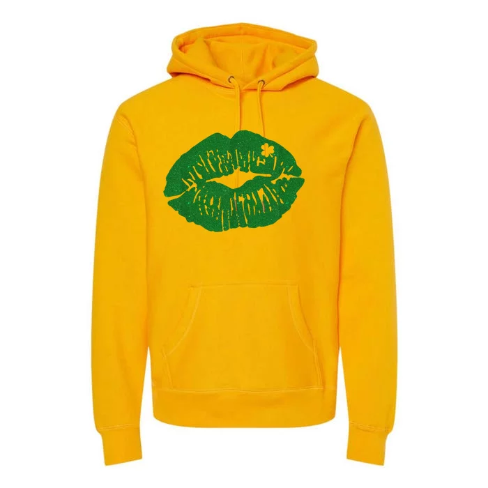 Shamrock Lip St Patricks Day Premium Hoodie