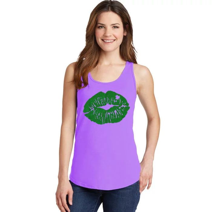 Shamrock Lip St Patricks Day Ladies Essential Tank