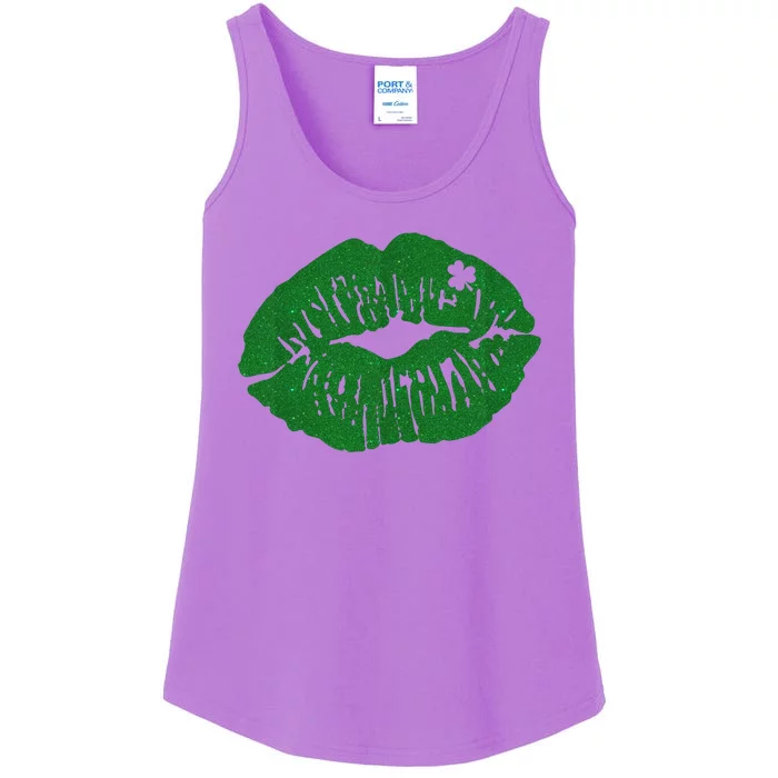 Shamrock Lip St Patricks Day Ladies Essential Tank