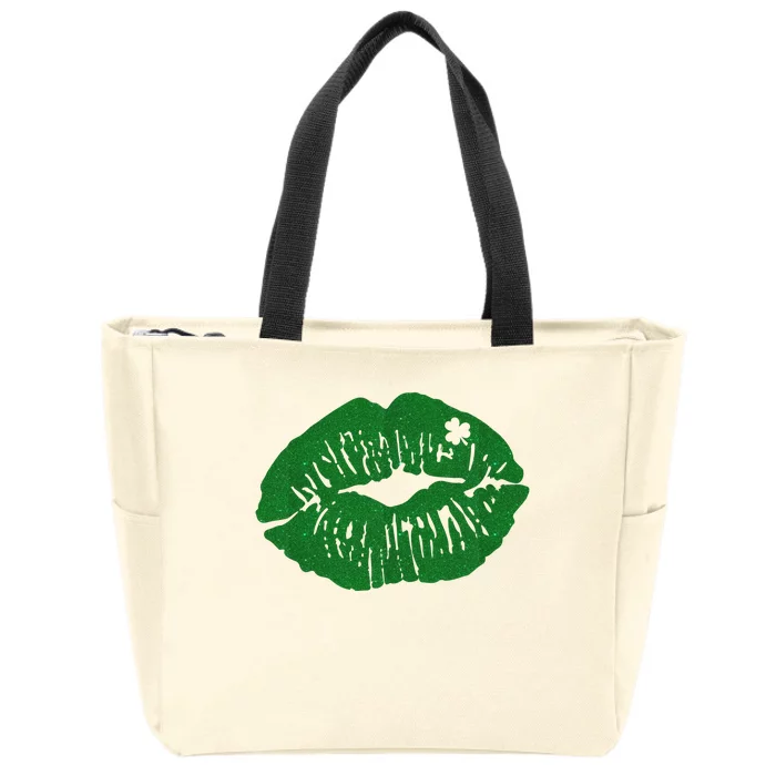 Shamrock Lip St Patricks Day Zip Tote Bag