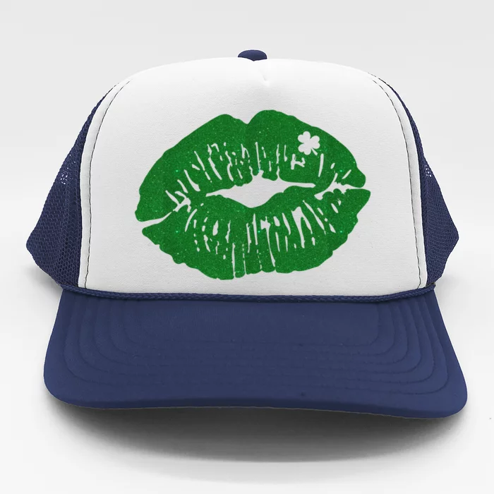 Shamrock Lip St Patricks Day Trucker Hat