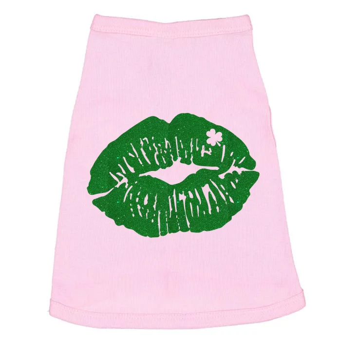 Shamrock Lip St Patricks Day Doggie Tank