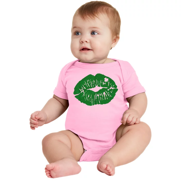 Shamrock Lip St Patricks Day Baby Bodysuit