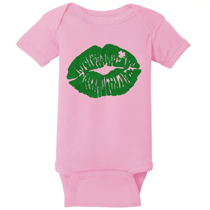 Shamrock Lip St Patricks Day Baby Bodysuit