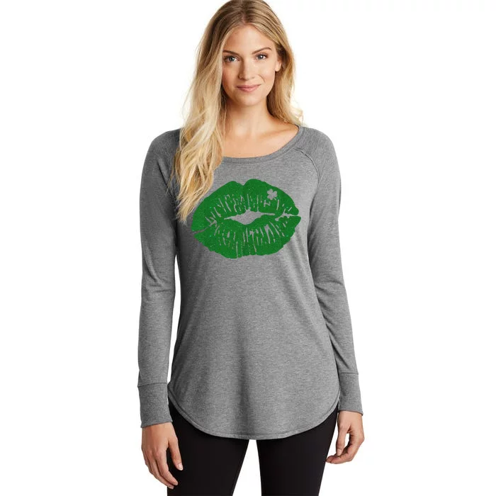 Shamrock Lip St Patricks Day Women's Perfect Tri Tunic Long Sleeve Shirt