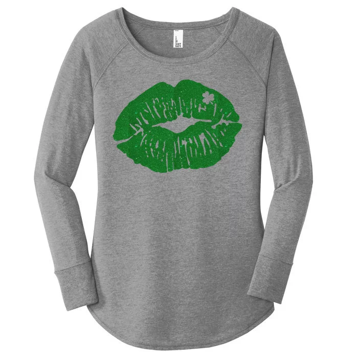 Shamrock Lip St Patricks Day Women's Perfect Tri Tunic Long Sleeve Shirt