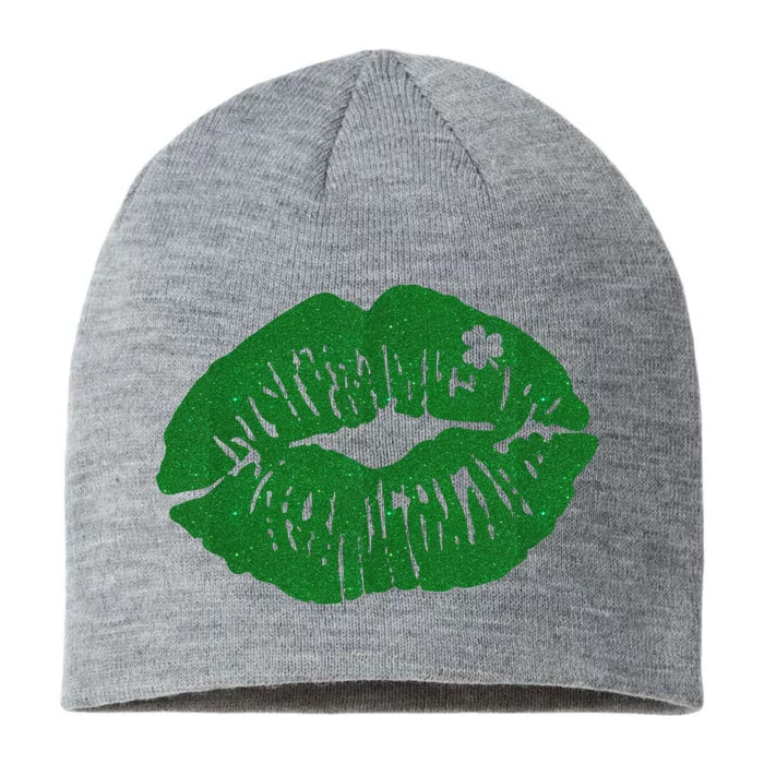 Shamrock Lip St Patricks Day 8 1/2in Sustainable Knit Beanie