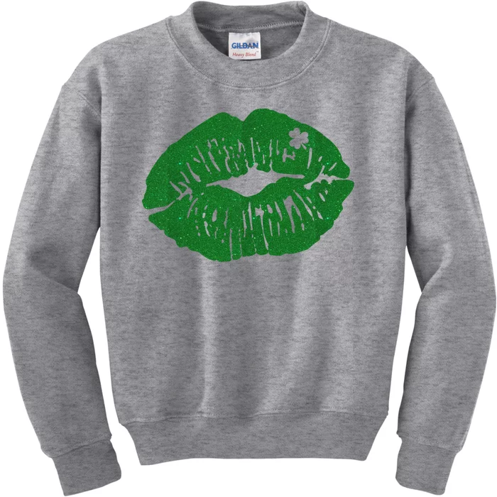 Shamrock Lip St Patricks Day Kids Sweatshirt