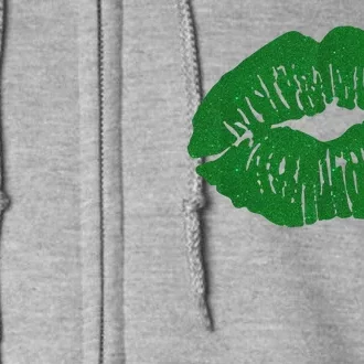 Shamrock Lip St Patricks Day Full Zip Hoodie