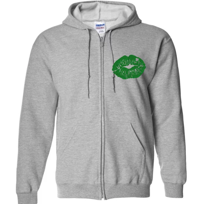 Shamrock Lip St Patricks Day Full Zip Hoodie