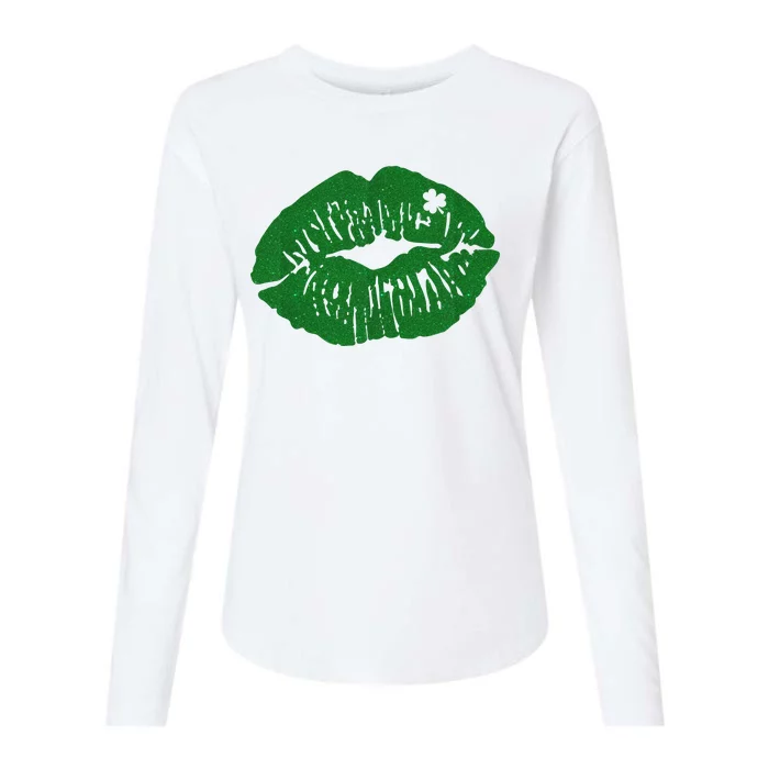 Shamrock Lip St Patricks Day Womens Cotton Relaxed Long Sleeve T-Shirt