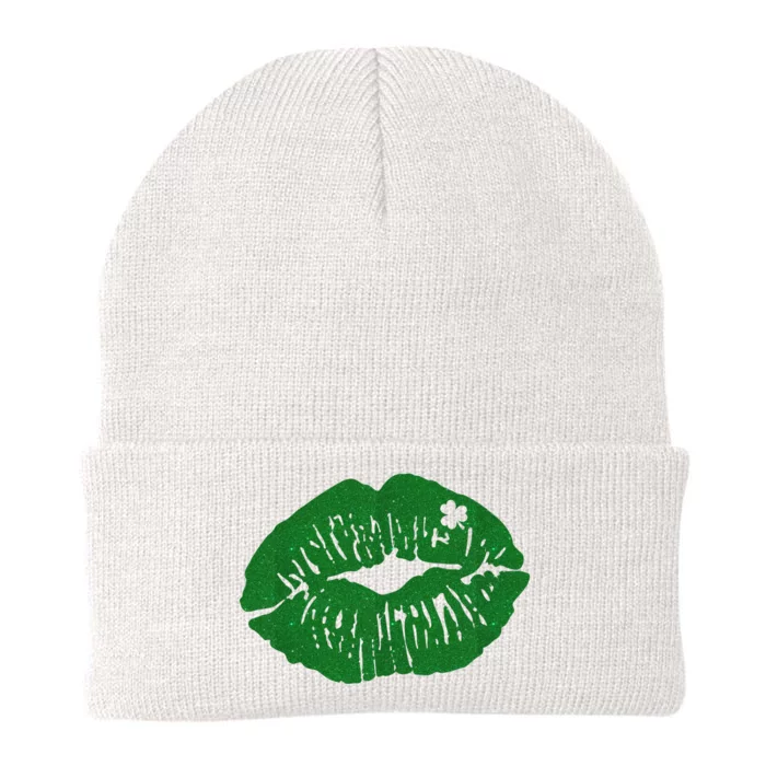 Shamrock Lip St Patricks Day Knit Cap Winter Beanie