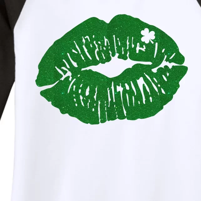 Shamrock Lip St Patricks Day Women's Tri-Blend 3/4-Sleeve Raglan Shirt