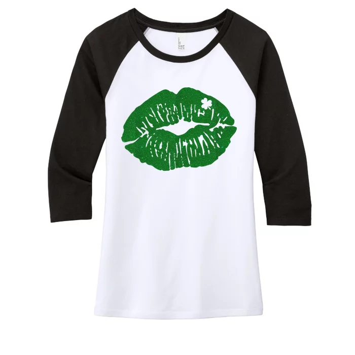 Shamrock Lip St Patricks Day Women's Tri-Blend 3/4-Sleeve Raglan Shirt