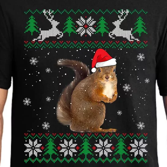 Squirrel Lover Santa Hat Animals Gift For Xmas Pajama Set