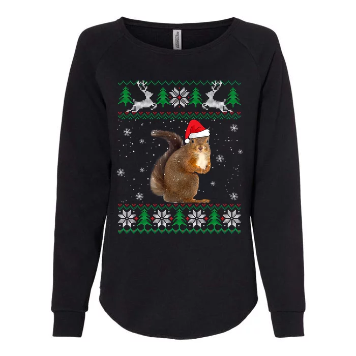 Squirrel Lover Santa Hat Animals Gift For Xmas Womens California Wash Sweatshirt