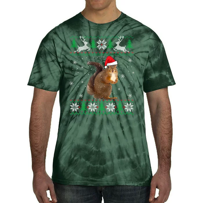 Squirrel Lover Santa Hat Animals Gift For Xmas Tie-Dye T-Shirt