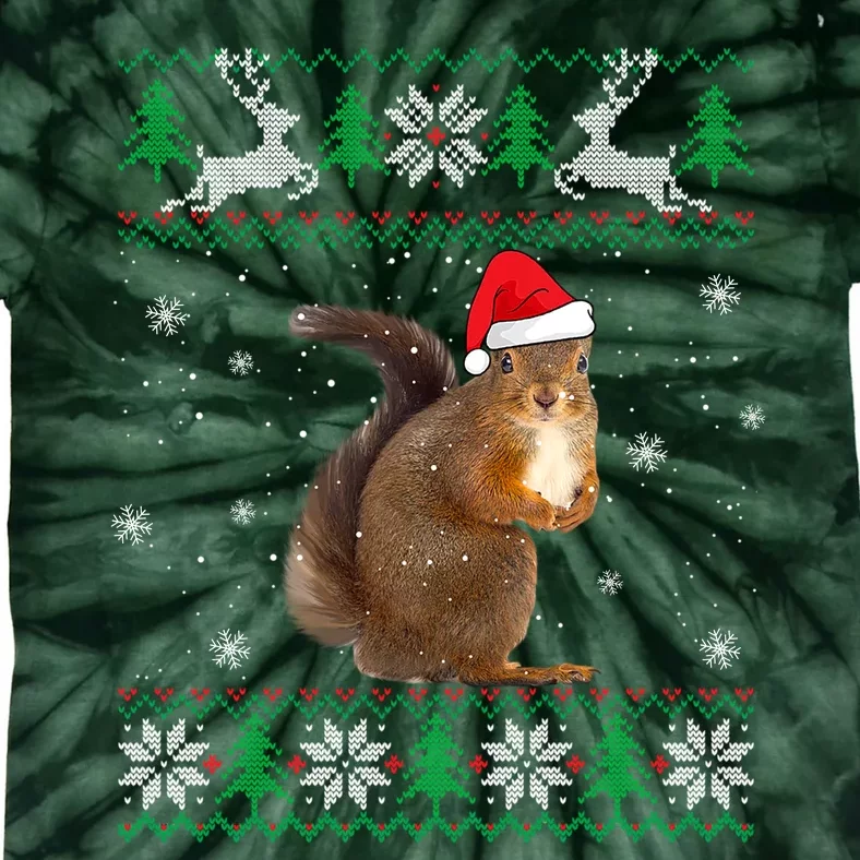 Squirrel Lover Santa Hat Animals Gift For Xmas Tie-Dye T-Shirt