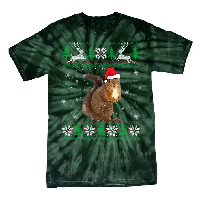 Squirrel Lover Santa Hat Animals Gift For Xmas Tie-Dye T-Shirt