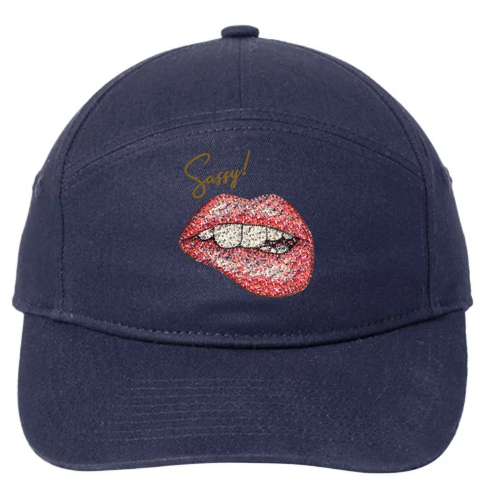 Sassy Lips Sexy Girl Graphic Sexy Lips Biting 7-Panel Snapback Hat