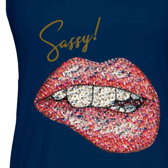 Sassy Lips Sexy Girl Graphic Sexy Lips Biting Ladies Essential Flowy Tank