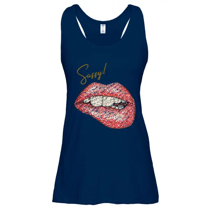 Sassy Lips Sexy Girl Graphic Sexy Lips Biting Ladies Essential Flowy Tank