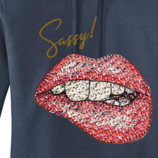 Sassy Lips Sexy Girl Graphic Sexy Lips Biting Women's Pullover Hoodie