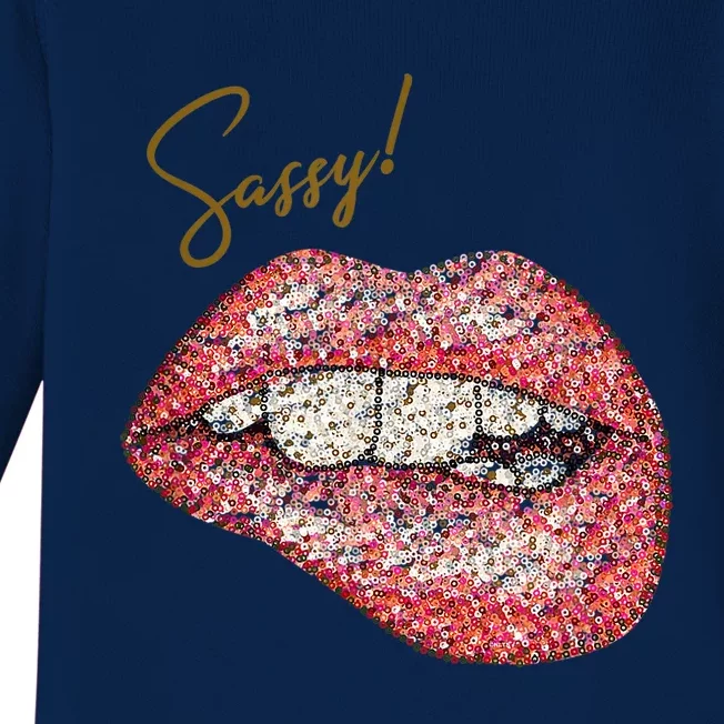 Sassy Lips Sexy Girl Graphic Sexy Lips Biting Baby Long Sleeve Bodysuit