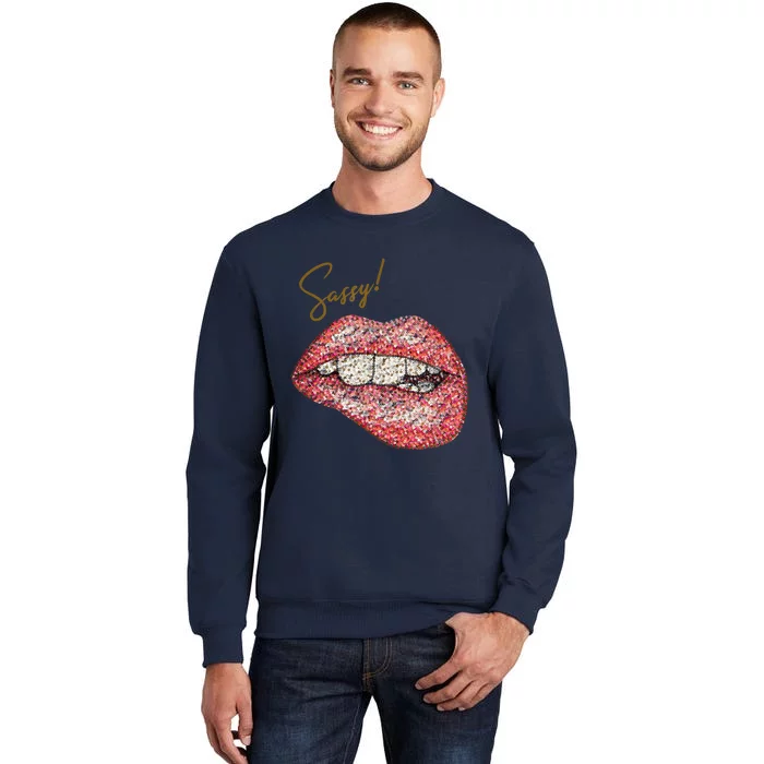 Sassy Lips Sexy Girl Graphic Sexy Lips Biting Tall Sweatshirt