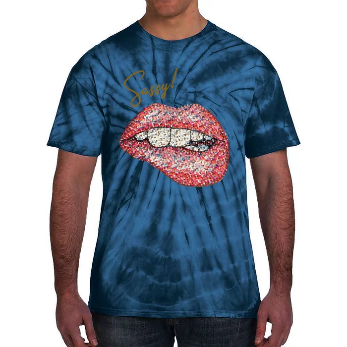 Sassy Lips Sexy Girl Graphic Sexy Lips Biting Tie-Dye T-Shirt